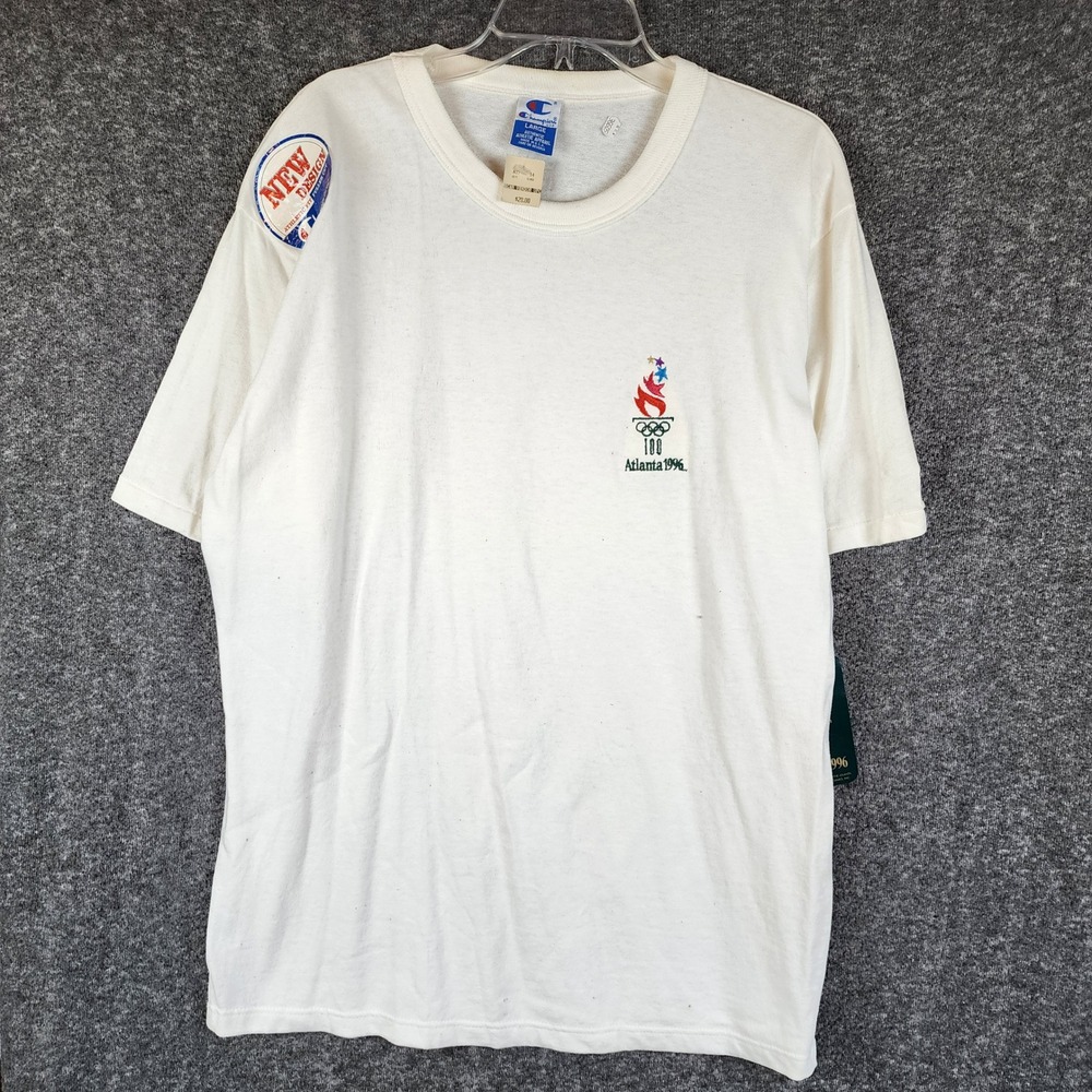 Atlanta 1996 Champion T-Shirt Mens L White Olympics Summer Games Vintage NEW